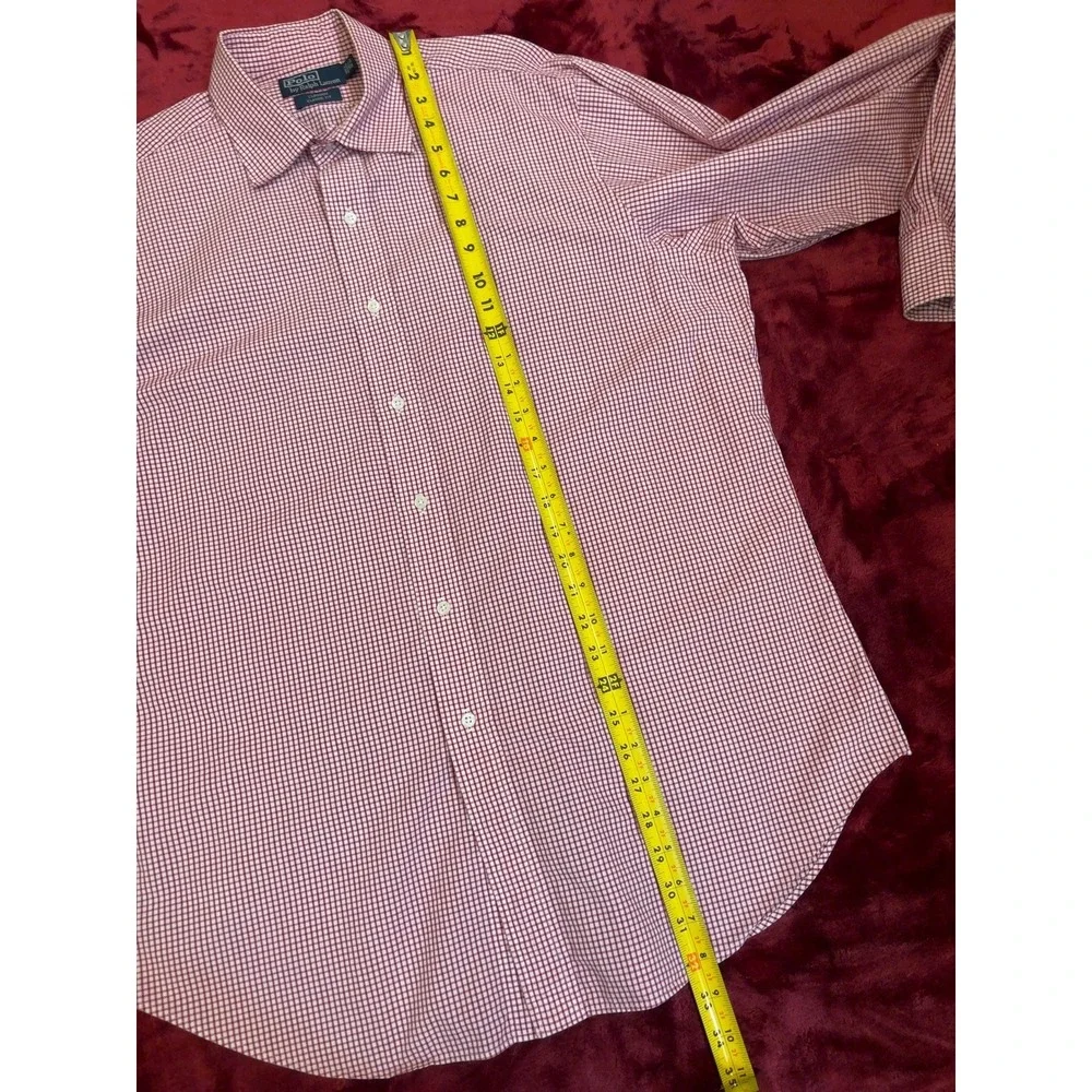 Polo Ralph Lauren Curham Classic Fit Gingham Shirt Red White Mens 16.5 32/33